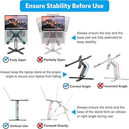 OMOTON 360° Rotating Laptop Stand Riser for Desk, Ergonomic Foldable Computer Stand Adjustable Height Angles for Collaborative Work, Easy Storage Fit Macbooks,All Laptops up to 16 inches, Black