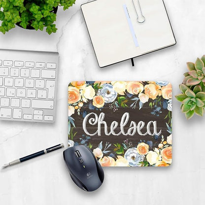Rustic floral mouse pad personalized home or office decor desk accessory gift for co-worker appreciation