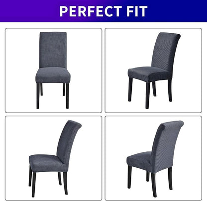 Stretch Chair Covers for Dining Room Set of 8, Removable Washable Dining Room Chair Covers, Dining Chair Slipcovers Seat Protector, Great Decor for Home and Banquet (Gray, 8 Pack)