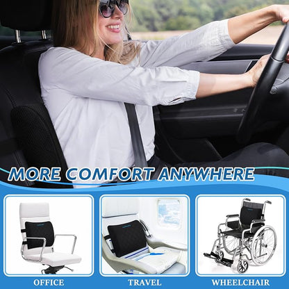 LumbarPal Lumbar Support Pillow for Office Chair Back Support Lumbar Pillow for Car, Gaming, Office Chair - Improve Sitting Posture & Back Pain Relief, Memory Foam, Adjustable Straps, Black