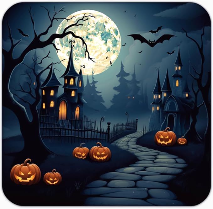 Scary Castle Halloween Vibes Unique Art Design Patterns, Smooth Surface Non-Slip Rubber Gaming Mouse Pad for Computer Desk Laptop Office 9.5 X 7.9 Inch (Design 6)