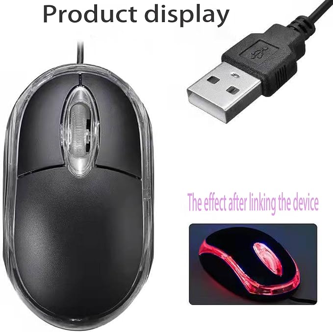 Guiheng 2 Pack Wired Mini Optical Mouse Computer Mouse Ergonomic Mouse with USB Mouse for Laptop PC Desktop mice Compatible with Windows Linux Mac fit for Office Business Home,Kids（Black）