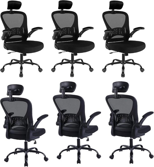 6 Pack Office Chair Ergonomic Desk Chair Comfort Adjustable Height with Wheels，Lumbar Support Mesh Swivel Computer Home Office Chair,Conference Room Chairs