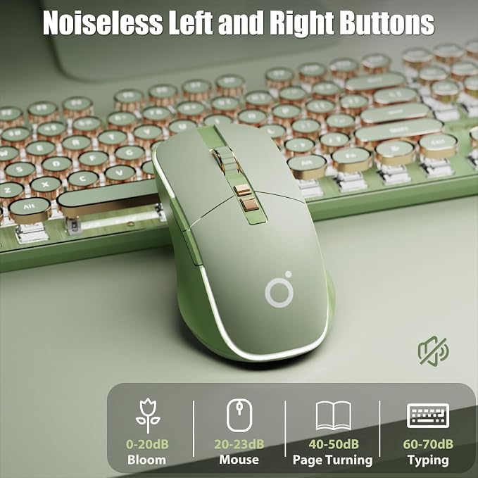 Wireless Gaming Mouse Tri-Mode 2.4Ghz/Bluetooth 5.0/Wired USB-C with RGB LED Backlit 5-Level DPI Rechargeable Ergonomic Silent Optical Mice for iMac/MacBook/Computer/Laptop, Matcha Green
