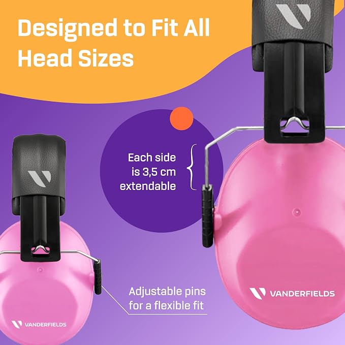 Vanderfields - Hearing Protection Ear Muffs - Over 31 dB (2K Hz) Broad Noise Cancelling Sound Reduction - Adults & Teens
