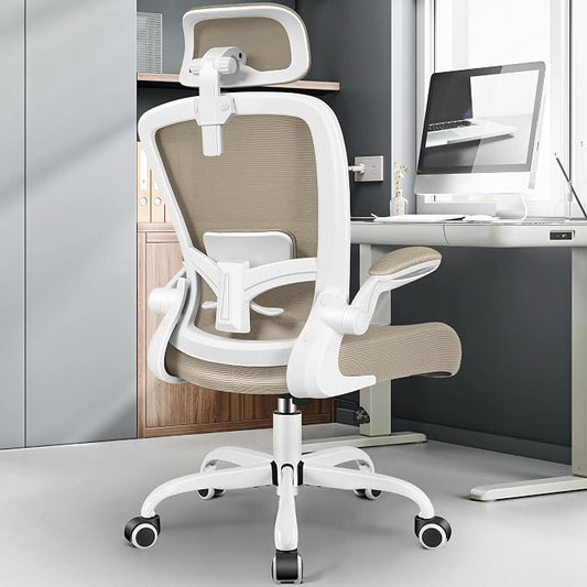 FelixKing Office Chair, Desk Chair with Adjustable Lumbar Support, Ergonomic Computer Chair with High Back and Armrest, Adjustable Height Gaming Chair Home Office Swivel Chair(Khaki)