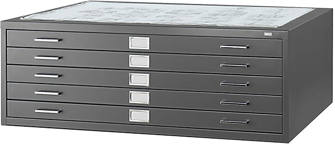 Safco Products Flat File for 48" W x 36" D Documents, 5-Drawer (Additional Options Sold Separately), Black