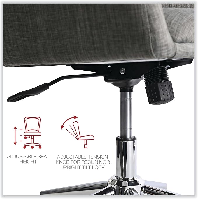 Workspace by Alera Mid-Century Task Chair, Supports Up to 275 lb, 18.9" to 22.24" Seat Height, Gray Seat, Gray Back