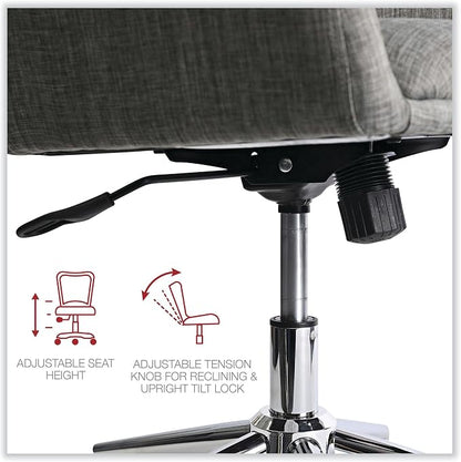 Workspace by Alera Mid-Century Task Chair, Supports Up to 275 lb, 18.9" to 22.24" Seat Height, Gray Seat, Gray Back