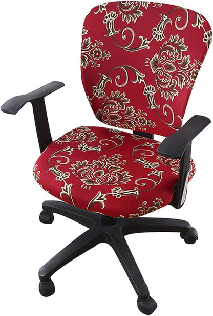 Jinzio Computer Office Chair Cover - Split Protective & Stretchable Cloth Polyester Universal Desk Task Chair Chair Covers Stretch Rotating Chair Slipcover (Red)