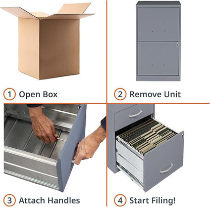 NuSparc 2 Drawer Locking Filing Cabinet | Pre-Assembled Steel Construction | Space-Saving Design is Perfect for Home and Small Office | Letter-Size | Assembled in North America