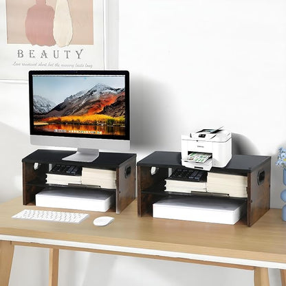 2 Tier Desktop Printer Stand,Multi-Purpose Desk Organizer for Folders,Books,for Fax Machine, Scanner,Home Office