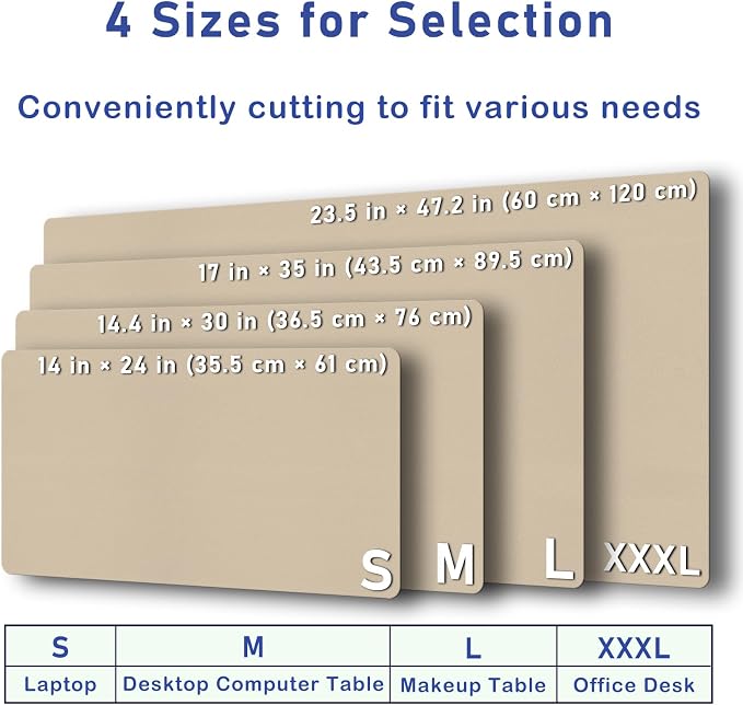 Boutilon Leather Desk Pad Protector,Non-Slip Mouse Pad,Laptop Desk Pad,Office Mouse Mat,Waterproof Leather Desk Blotter,Desk Writing Pad for Office and Home (L-Beige,35"x 17")