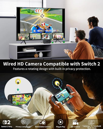 HD Camera for Switch 2, USB Video Camera for Nintendo Switch 2 | Video Game Camera for Switch 2, Privacy Sliding Lens Cover, Plug and Play, Auto Recognition, Cute Lollipop Design
