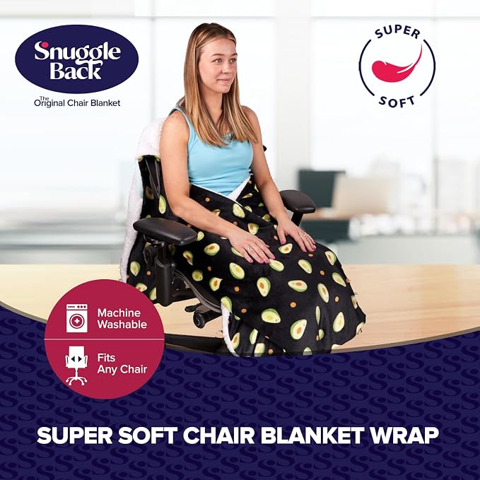 The Original Office Chair Blanket by SnuggleBack; Cozy Comfy Office Desk Chair Wrap Attaches for Hands-Free Warmth. Stay Warm In The Winter or Summer. (Grey Pattern Fleece)