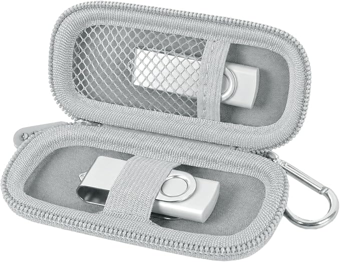 USB Flash Drive Case, SD Card Holder Compatible with Thumb Drive, Memory Cards, SDXC SDHC Storage Bag, Electronic Accessories Organizer for SanDisk for Samsung for Inland (Sliver)