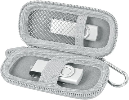 USB Flash Drive Case, SD Card Holder Compatible with Thumb Drive, Memory Cards, SDXC SDHC Storage Bag, Electronic Accessories Organizer for SanDisk for Samsung for Inland (Sliver)