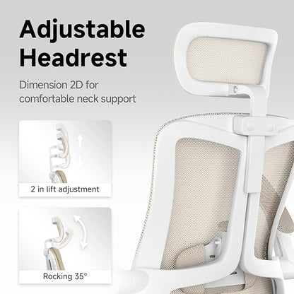 Ergonomic Office Chair with Adjustable Lumbar Support & Flip-Up Armrests - High Back Computer Desk Chair with Thickened Seat Cushion, Rolling Wheels for Home/Office Study Work (07khaki)