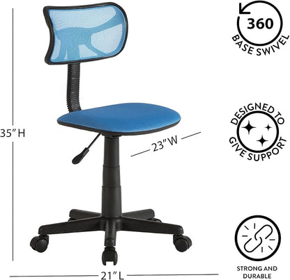 Urban Lifestyle Swivel Desk Chair, Stylish and Compact Office Chair with Mesh Back, Swivel Function, Adjustable Height, and Cushioned Seat, Cyan Blue