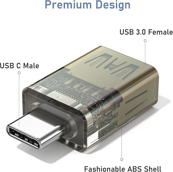 Basesailor USB C to USB 3.0 Adapter 3Pack,USBC Male to USBA Female Adapter,Type C Thunderbolt 5 4 3 OTG Converter for Apple MacBook Pro Air,iPad 11,Mac,iPhone 17 17e 16 15 Max,Samsung S26 S25,Laptop