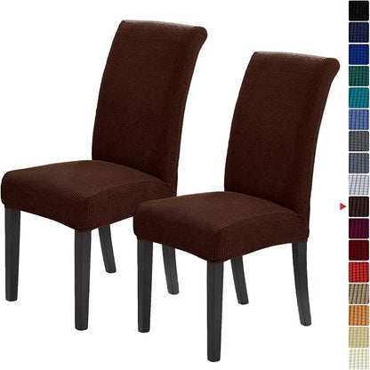 Stretch Chair Covers for Dining Room Set of 2, Removable Washable Dining Room Chair Covers, Dining Chair Slipcovers Seat Protector, Great for Home Decor and Banquet (Chocolate, 2 Pack)