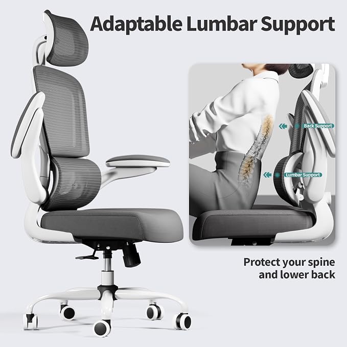 TRALT Office Chair Ergonomic Desk Chair, 330 LBS Home Mesh Office Desk Chairs with Wheels, Comfortable Gaming Chairs White Pack of 7