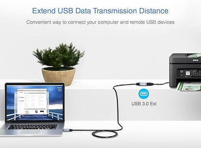 BlueRigger USB 3.0 Extension Cable 6FT (5 Gbps USB Extender Cord) - Short USB Extension Cable for Webcam, VR Headset, Printer, Hard Drive, Keyboard, Mouse