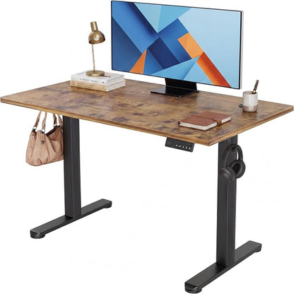 Claiks Electric Standing Desk 48 x 24 Inches, Motorized Sit Stand Desk with 3 Memory Presets & Cable Management, Spacious Ergonomic Computer Workstation for Dual Monitors & Gaming Setup, Rustic Brown