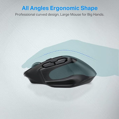E-YOOSO Large Wireless Mouse for Big Hands, X-31 Cordless Ergo Computer Mouse, 6 Buttons, 5-Level 4800 DPI, 18 Months Battery Life, for Laptop, PC, Chromebook (Black)