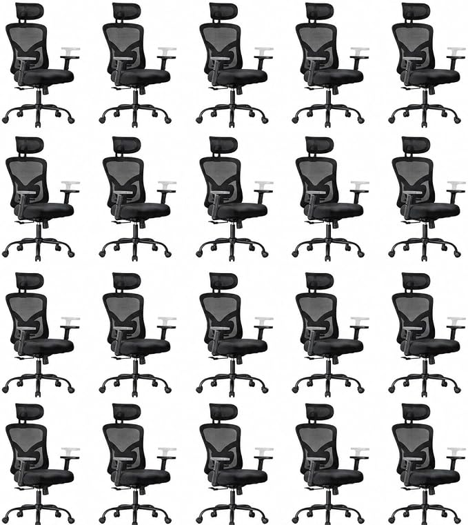 Marsail Ergonomic Office Chair Ergonomic Gaming Chair with Lumbar Support, 2D Headrest, Adjustable Armrests, Contoured Seat Cushion, Computer Desk Chair with Wheels for Home and Office, Pack of 20