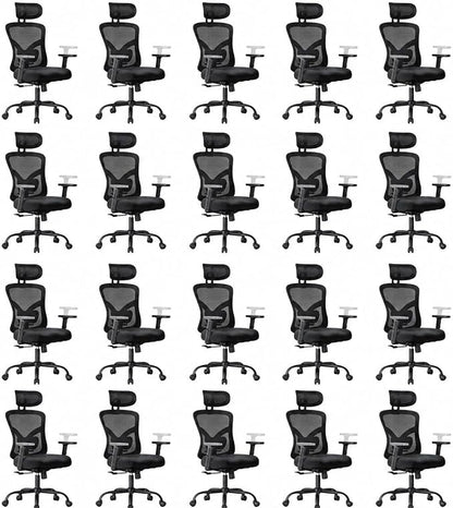 Marsail Ergonomic Office Chair Ergonomic Gaming Chair with Lumbar Support, 2D Headrest, Adjustable Armrests, Contoured Seat Cushion, Computer Desk Chair with Wheels for Home and Office, Pack of 20