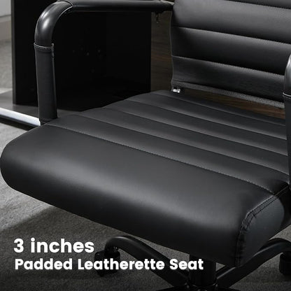 Office Desk Chair Leather, Conference Room Chairs with Wheels, Modern Executive Computer Guest Chairs with Arms.