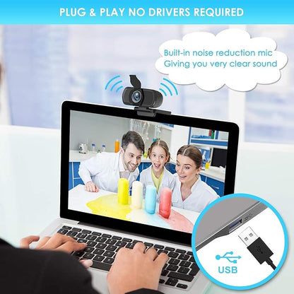 XPCAM HD 1080p Webcam with Microphone,USB Web Camera for Computer PC Laptop | PC Webcam with Cover/Tripod,110°FOV Wide Angle,Plug&Play Streaming Computer Camera for Laptop Mac Zoom,Teams,Twitch Gaming