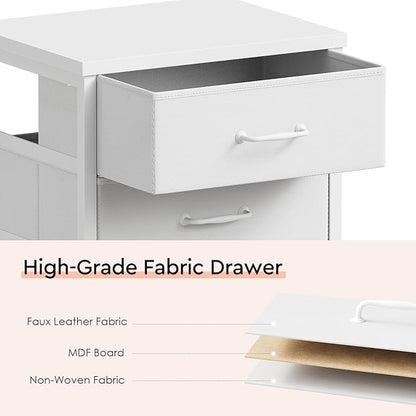Maihail 3 Drawer Mobile File Cabinet with Wheels Fabric Vertical Filing Cabinet fits A4 or Letter Size for Home Office,White