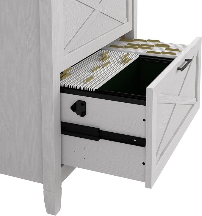 Bush Home Key West 2 Drawer Lateral File Cabinet in Pure White Oak, Document Storage for Home Office, Accent Chest with Drawers