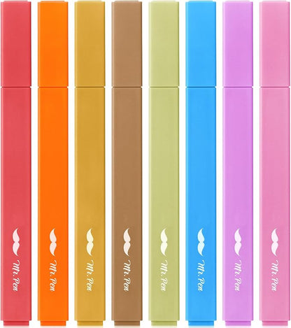 Mr. Pen- Aesthetic Highlighters No Bleed, 8 Pack, Warm Colors, Chisel Tip | Cute Highlighters Assorted Colors for Journaling, Highlighting, Underlining, Fast Dry, Back to School Supplies