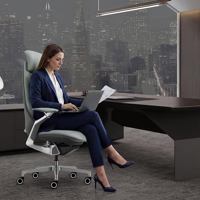 Ergonomic Executive Leather Office Chair-High Back Top Grain Leather with Adjustable Headrest, 3-Position Recline (90°-135°), Tension Control & Height Adjustment, Italian DONATI Base
