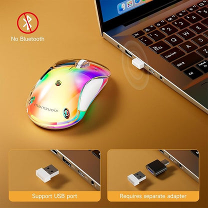 memzuoix 2.4G LED Wireless Mouse, Rechargeable Ergonomic Mouse with Detachable Cover, 1400 DPI Portable Optical Computer Mouse with USB Receiver for Laptop, PC, Desktop and MacBook, 5 Buttons