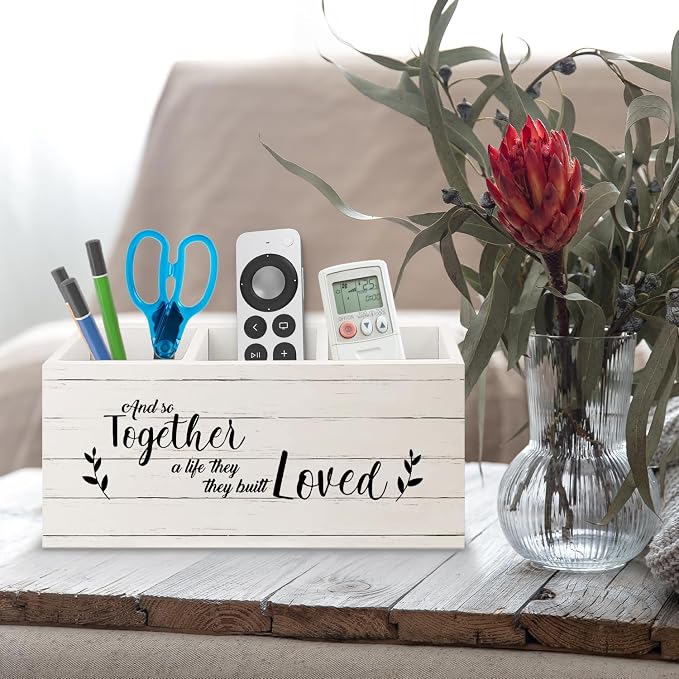 and So Together They Built a Life They Loved Makeup Brush Toothbrush Holder Organizer, Anniversary Wedding Couples Gifts Wooden Pen Pencil Holder for Home Office Desk Accessories