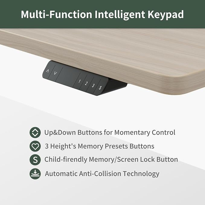 FEZIBO 63"x49" L Shaped Standing Desk with Arc LED & Power Outlet, Electric Height Adjustable L Shaped Desk with Monitor Stand, for Gaming Office, Light Walnut（2 Packages）