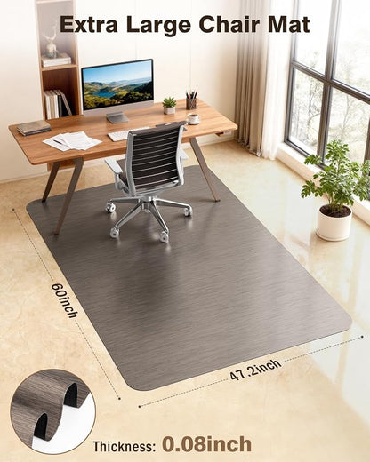 Blvornl Ultra Large Office Chair Mat for Hardwood Floor, Rolling Chair Mat for Hard Wood, Large Anti-Slip Hard Floor Protector, Heavy Duty Computer Desk Rug for Office and Home 50"*63" Brown