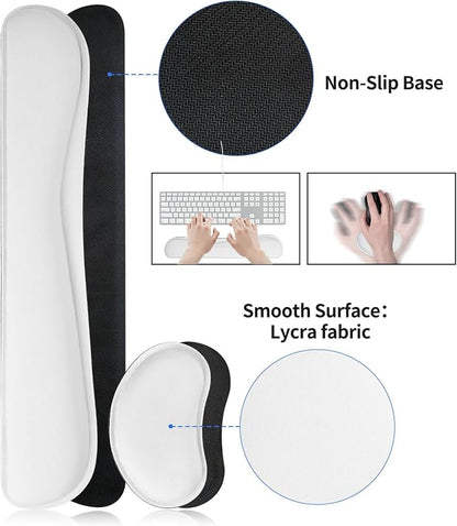 Bloss Leather Desk Pad and Keyboard Wrist Rest, Large Mouse Pad + Keyboard Pad+Mouse Wrist Support, Non-Slip Desk Mat Protector for Office, Home(31.5×15.7 Inches,White)