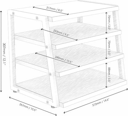 Fenge Desk Shelf Organizer, 4 Tier Desktop Shelf, Wood and Metal Office Shelves, Corner File Organizer for Office Supplies, Top of Desk Organizers and Accessories