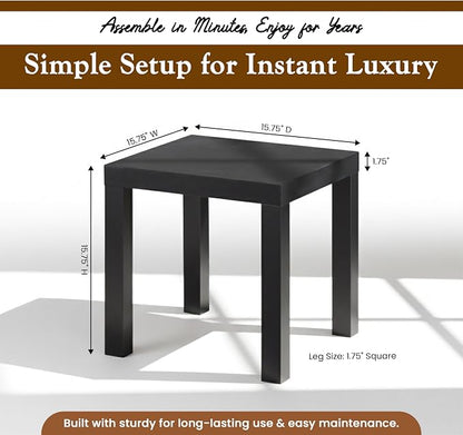 Kings Brand Furniture Zayne Modern Square Wood Parsons Side End Table for Bedside Use, Nightstand, Bedroom, Living Room, or Office (Black)