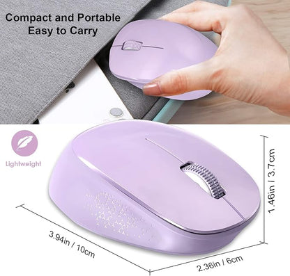 Leadsail Wireless Mouse for Laptop - 2.4G Silent Cordless USB Slim Wireless Optical Computer Mouse, 3 Buttons, 1600 DPI for Windows 10/8/7/Mac/Macbook Pro/Air/HP/Dell/Lenovo/Acer - Purple