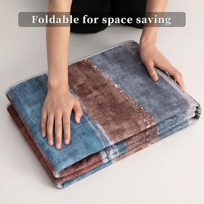 Ciicool 2x6 Washable Runner Rug, Modern Abstract Hallway Rugs Runner, Non-Slip Thin Accent Rug Lightweight Blue Brown Print Distressed Carpet for Laundry Entryway Bedroom Kitchen Indoor