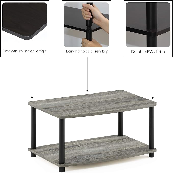 Furinno Turn-N-Tube Printer Stand with Storage, 2-Tier Printer Table, Under Desk Printer Stand, Toolless Assembly, for CPU, Office Supplies, Home Office, French Oak