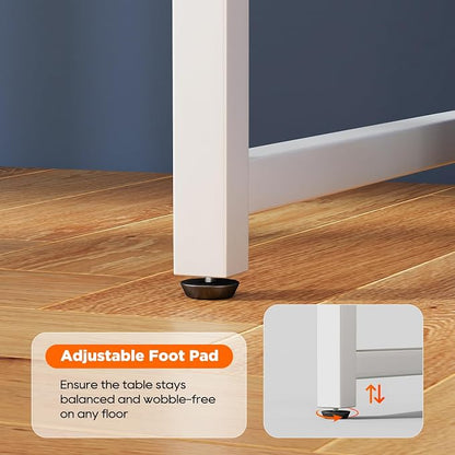 PayLessHere | 63 Inch Computer Desk | White | Office Desk with Metal Frame, Adjustable Feet | Water-Resistant, Scratchproof Surface | Sturdy Writing Table for Home Office or Study | Pack of 1