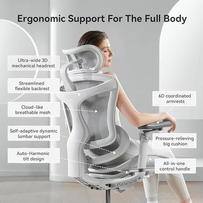 SIHOO Doro C300 Pro Ergonomic Office Chair with Ultra-Soft 6D Armrests, Dynamic Lumbar Support, Seat Depth Adjustment, Adjustable Backrest, Big and Tall Desk Chair 2 Packs (Grey)