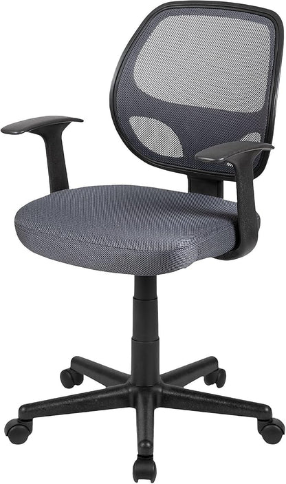 Flash Furniture Flash Fundamentals Mid-Back Gray Mesh Swivel Ergonomic Task Office Chair with Arms